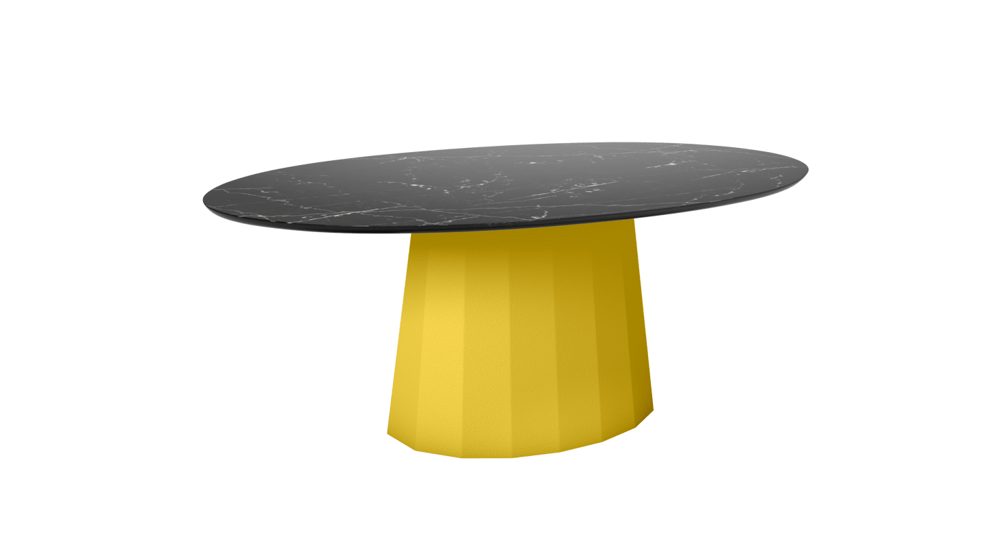 Table basse ovale en marbre avec pied conique en métal 109cm Ankara - MATIÈRE GRISE - La Maison MilanaisePoussin 014Marbre Marquina Noir