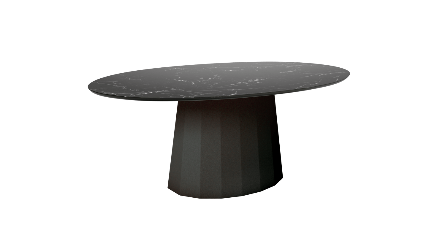 Table basse ovale en marbre avec pied conique en métal 109cm Ankara - MATIÈRE GRISE - La Maison MilanaiseWinners 223Marbre Marquina Noir