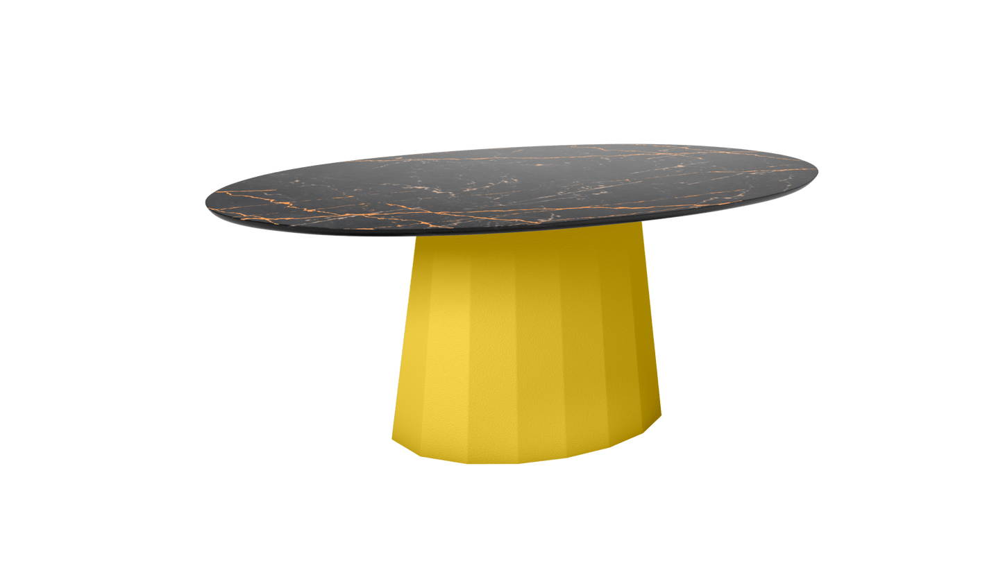 Table basse ovale en marbre avec pied conique en métal 109cm Ankara - MATIERE GRISE - La Maison MilanaisePoussin 014