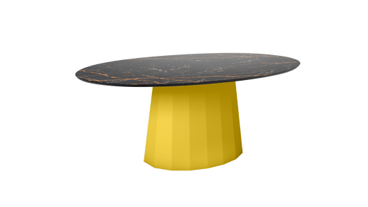 Table basse ovale en marbre avec pied conique en métal 109cm Ankara - MATIERE GRISE - La Maison MilanaisePoussin 014