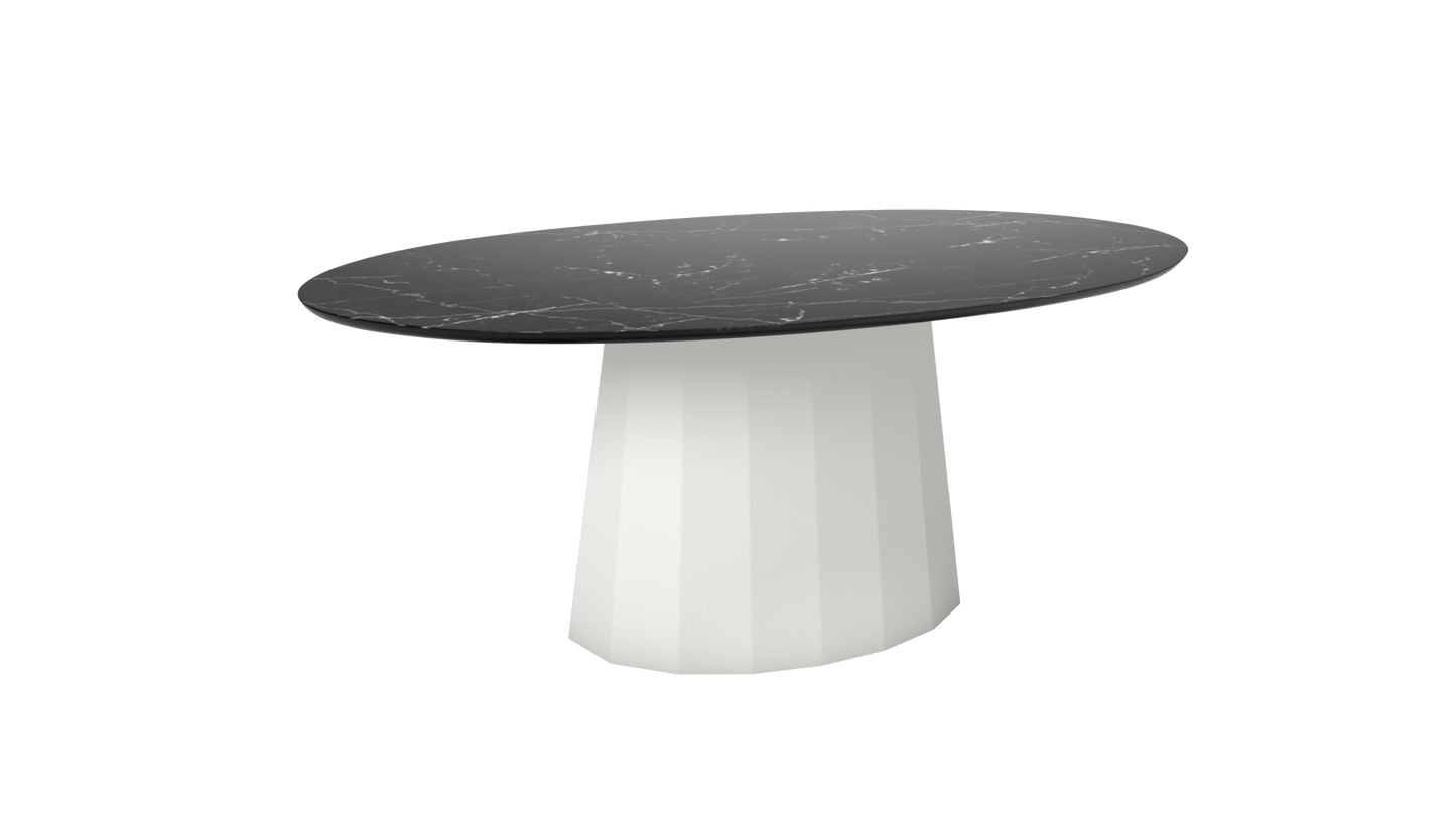 Table basse ovale en marbre avec pied conique en métal 109cm Ankara - MATIÈRE GRISE - La Maison MilanaiseBlanc 001Marbre Marquina Noir