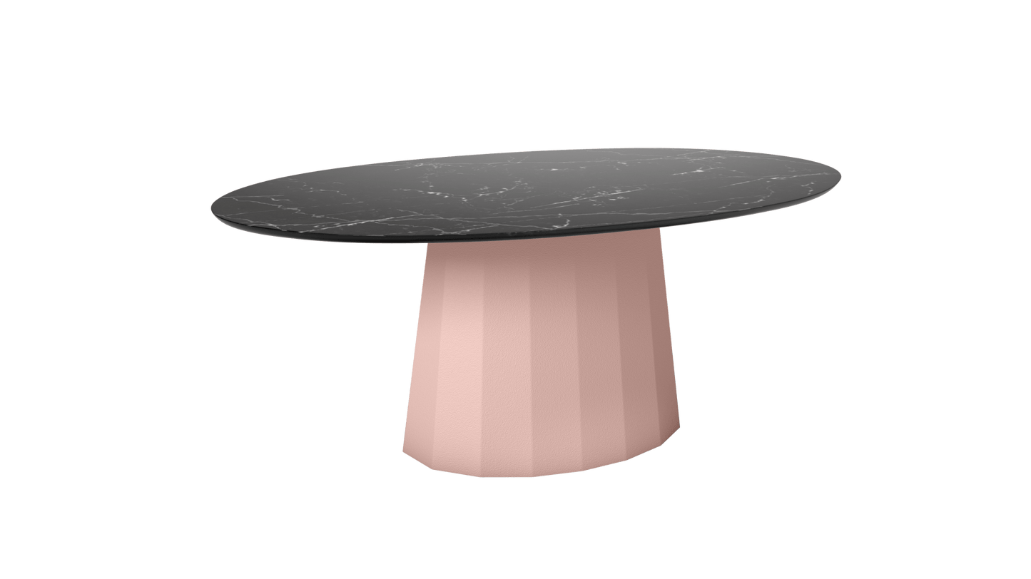 Table basse ovale en marbre avec pied conique en métal 109cm Ankara - MATIÈRE GRISE - La Maison MilanaiseBaby pink 162Marbre Marquina Noir