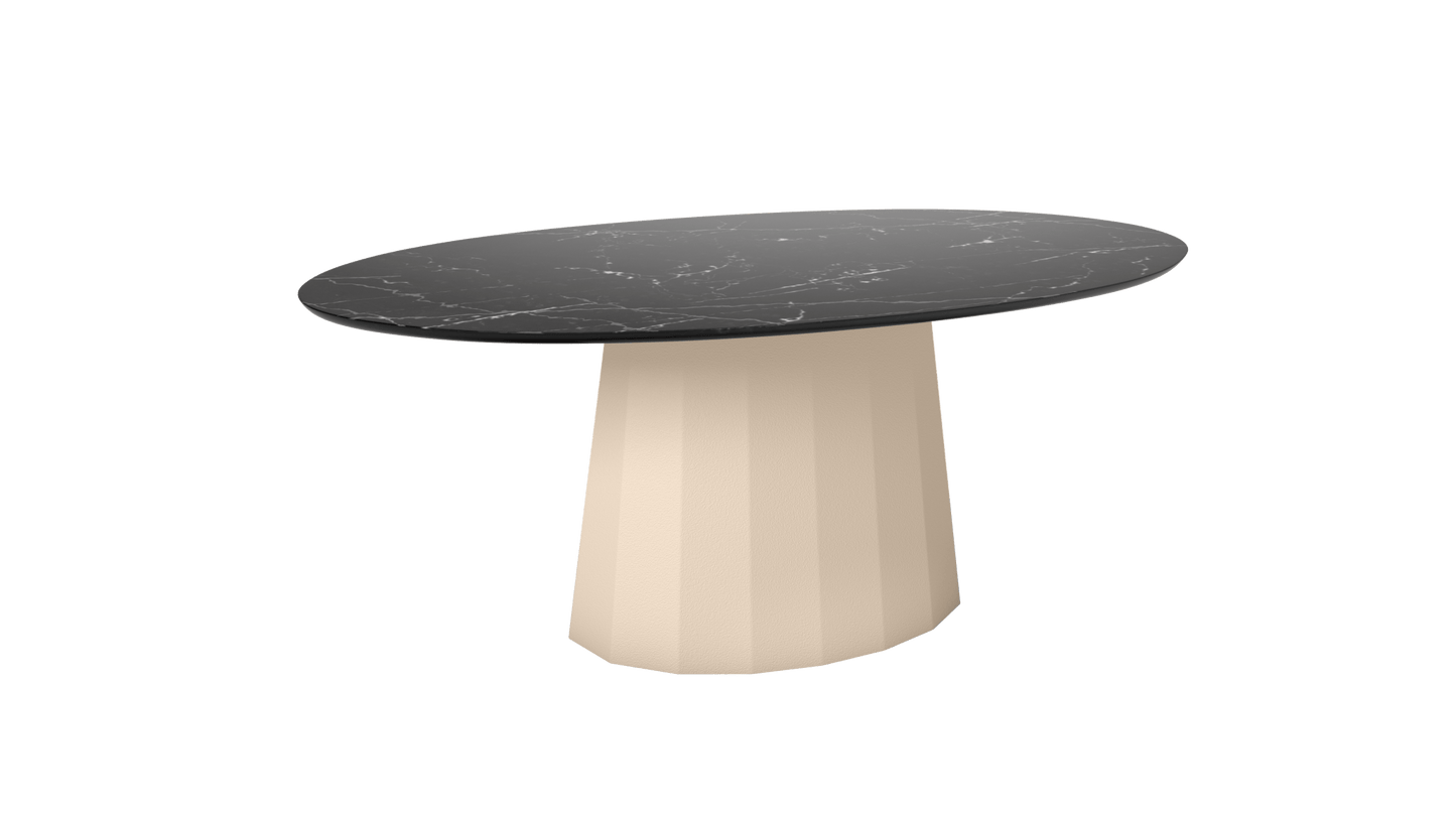 Table basse ovale en marbre avec pied conique en métal 109cm Ankara - MATIÈRE GRISE - La Maison MilanaiseEggshell 161Marbre Marquina Noir