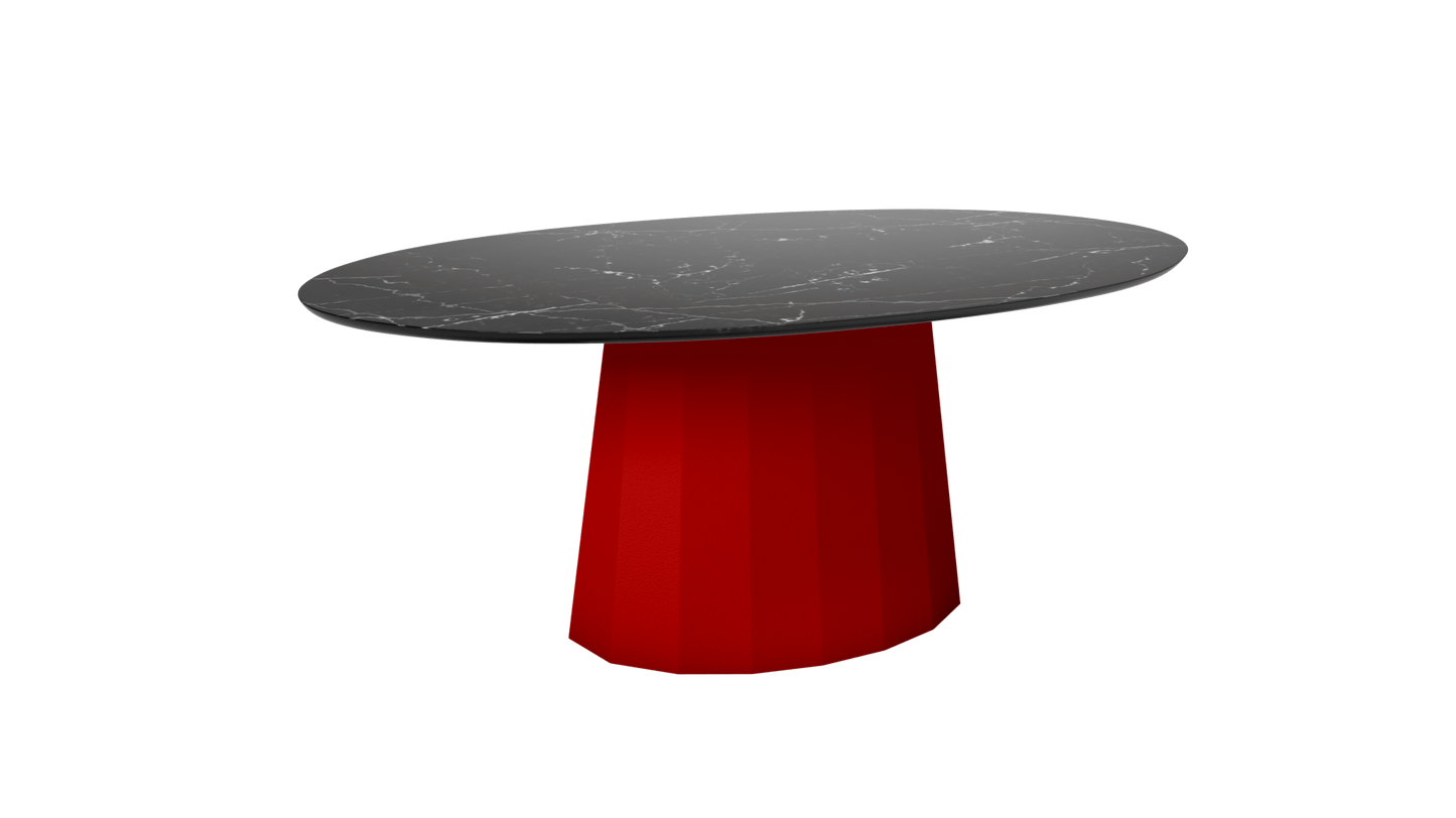 Table basse ovale en marbre avec pied conique en métal 109cm Ankara - MATIÈRE GRISE - La Maison MilanaiseVermillon 012Marbre Marquina Noir