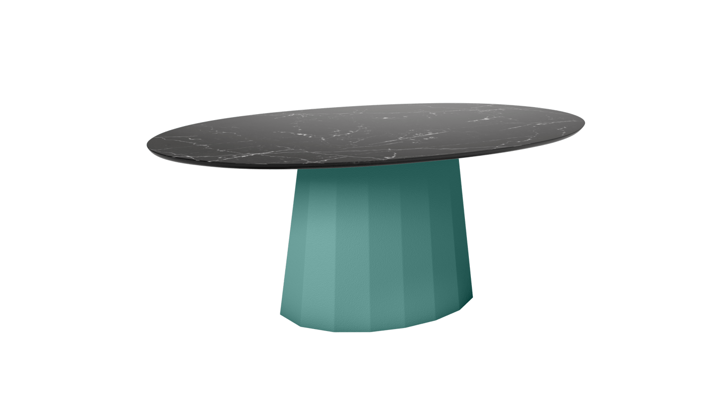 Table basse ovale en marbre avec pied conique en métal 109cm Ankara - MATIÈRE GRISE - La Maison MilanaiseCeladon 006Marbre Marquina Noir