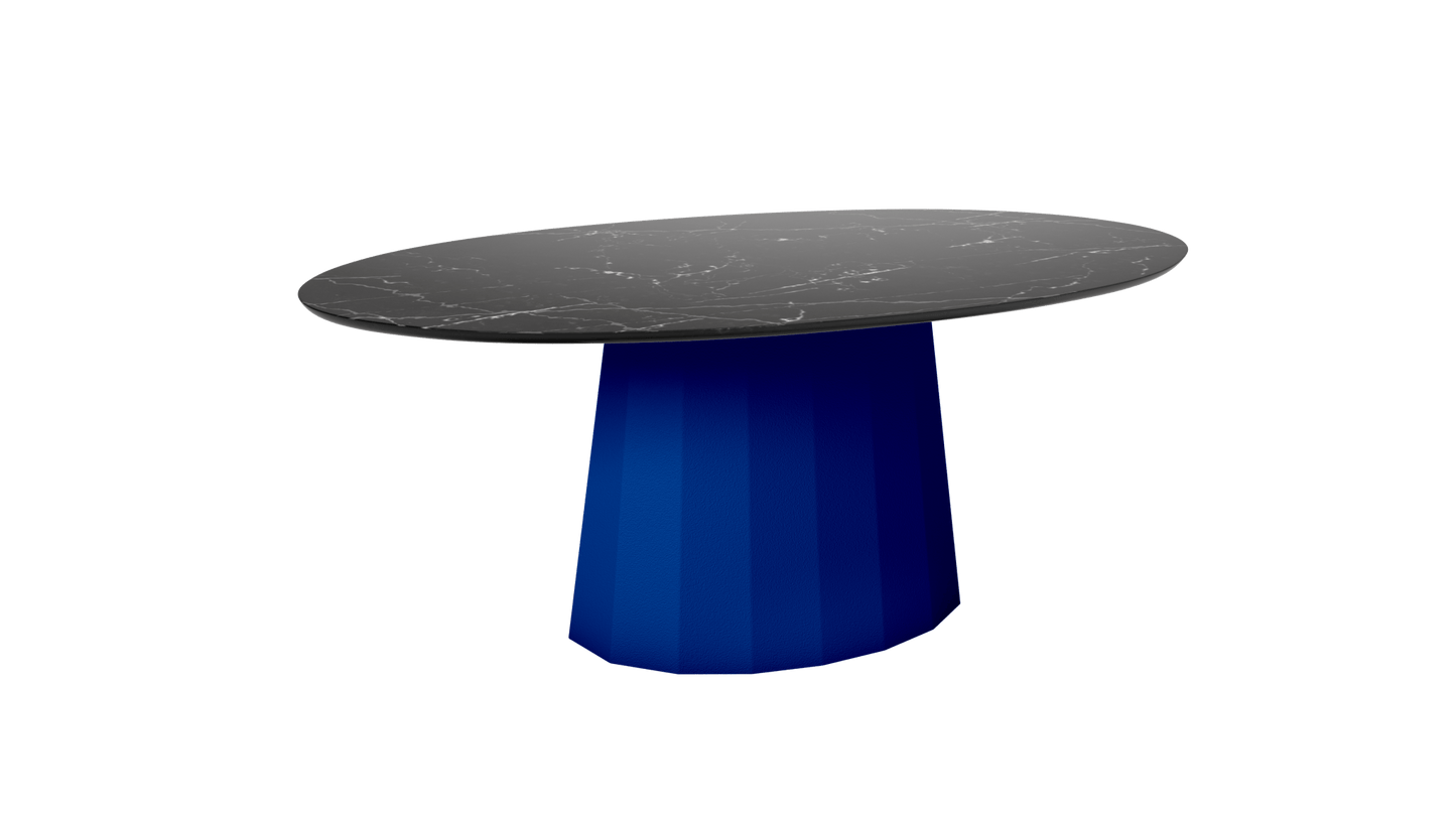 Table basse ovale en marbre avec pied conique en métal 109cm Ankara - MATIÈRE GRISE - La Maison MilanaiseBleu pur 112Marbre Marquina Noir