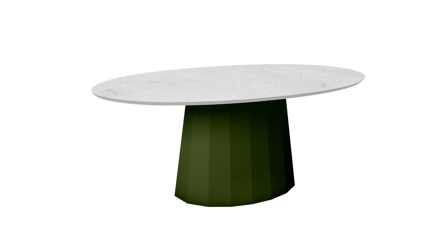 Table basse ovale en marbre avec pied conique en métal 109cm Ankara - MATIÈRE GRISE - La Maison MilanaiseKaki 122Marbre Carrare Blanc