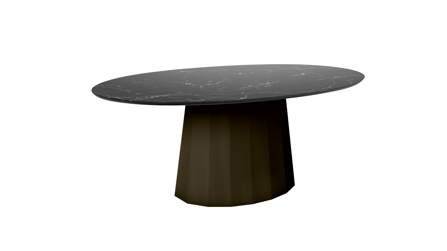 Table basse ovale en marbre avec pied conique en métal 109cm Ankara - MATIÈRE GRISE - La Maison MilanaiseBrut Vernis fumé 241Marbre Marquina Noir