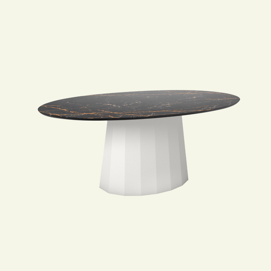 Table basse ovale en marbre avec pied conique en métal 109cm Ankara - MATIERE GRISE - La Maison MilanaiseEggshell 161