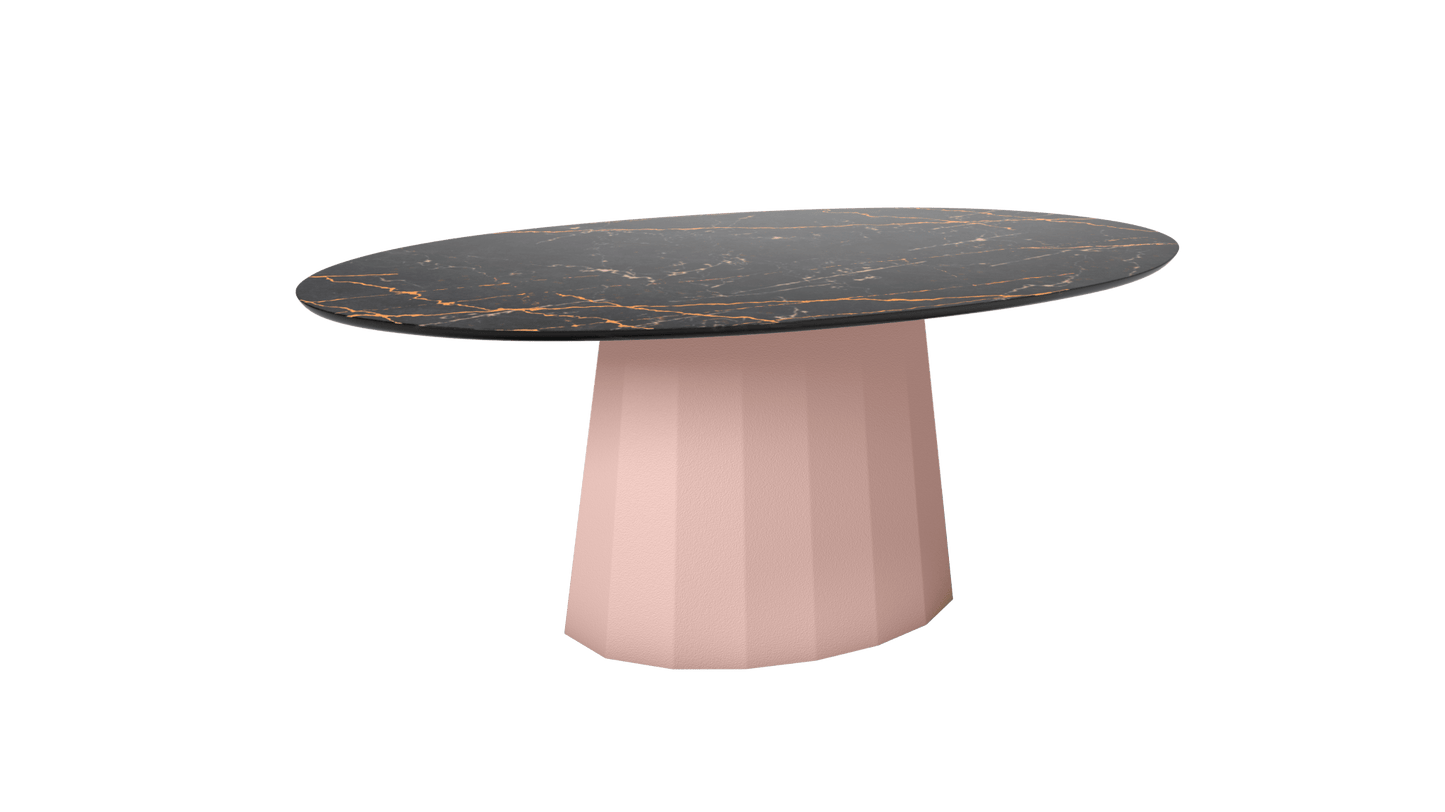 Table basse ovale en marbre avec pied conique en métal 109cm Ankara - MATIERE GRISE - La Maison MilanaiseBaby pink 162