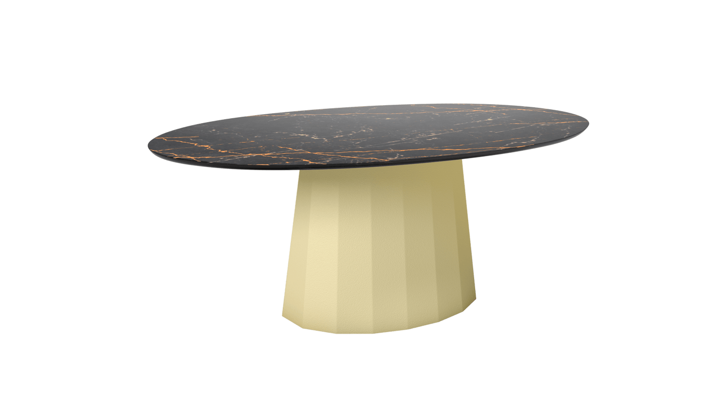 Table basse ovale en marbre avec pied conique en métal 109cm Ankara - MATIERE GRISE - La Maison MilanaiseChampagne 231