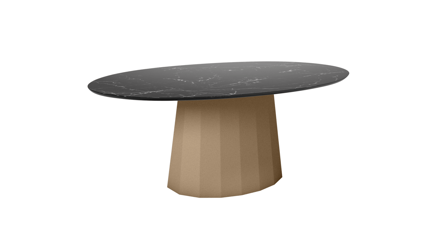 Table basse ovale en marbre avec pied conique en métal 109cm Ankara - MATIÈRE GRISE - La Maison MilanaiseSable 018Marbre Marquina Noir