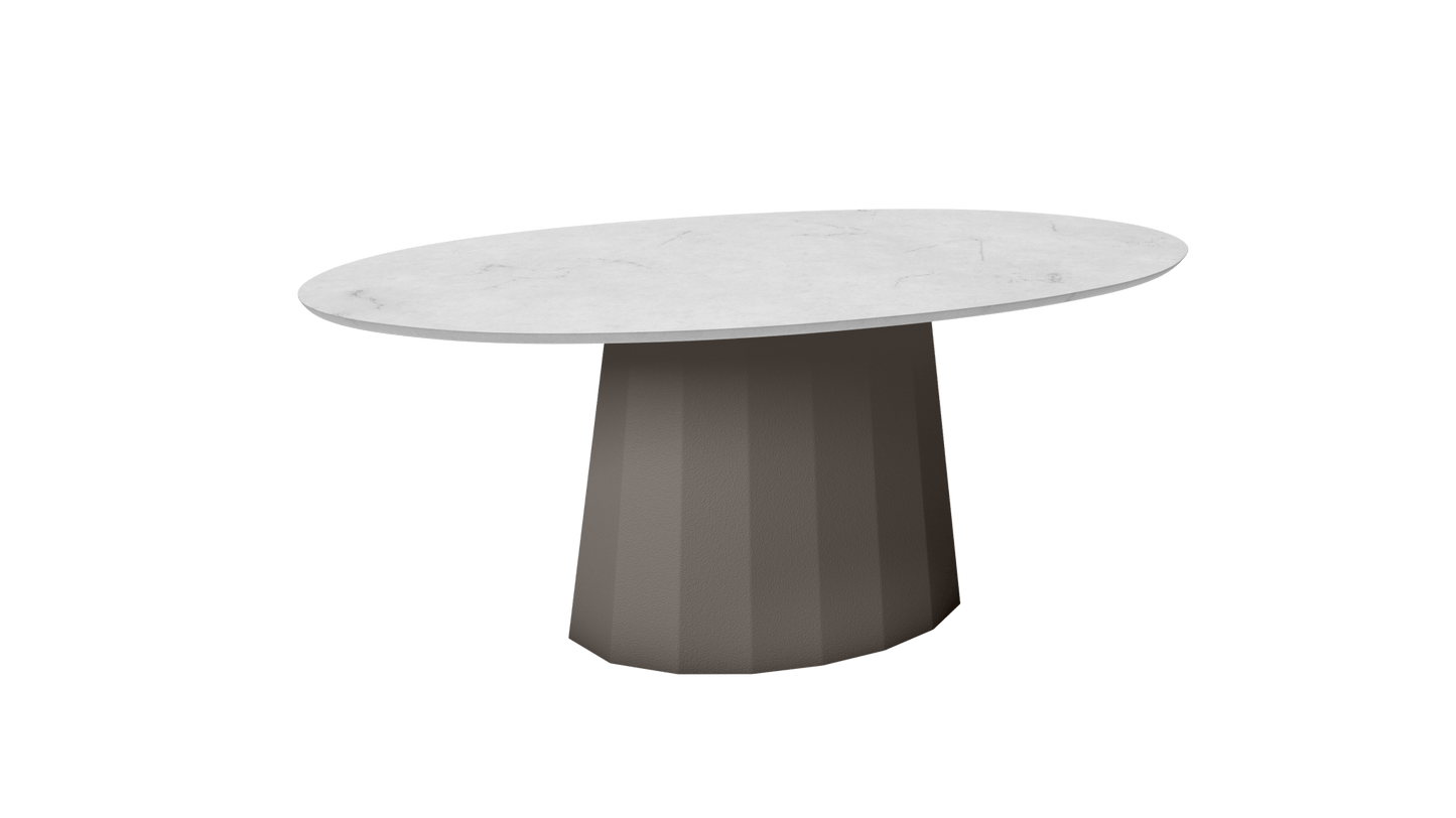 Table basse ovale en marbre avec pied conique en métal 109cm Ankara - MATIÈRE GRISE - La Maison MilanaiseTaupe 192Marbre Carrare Blanc