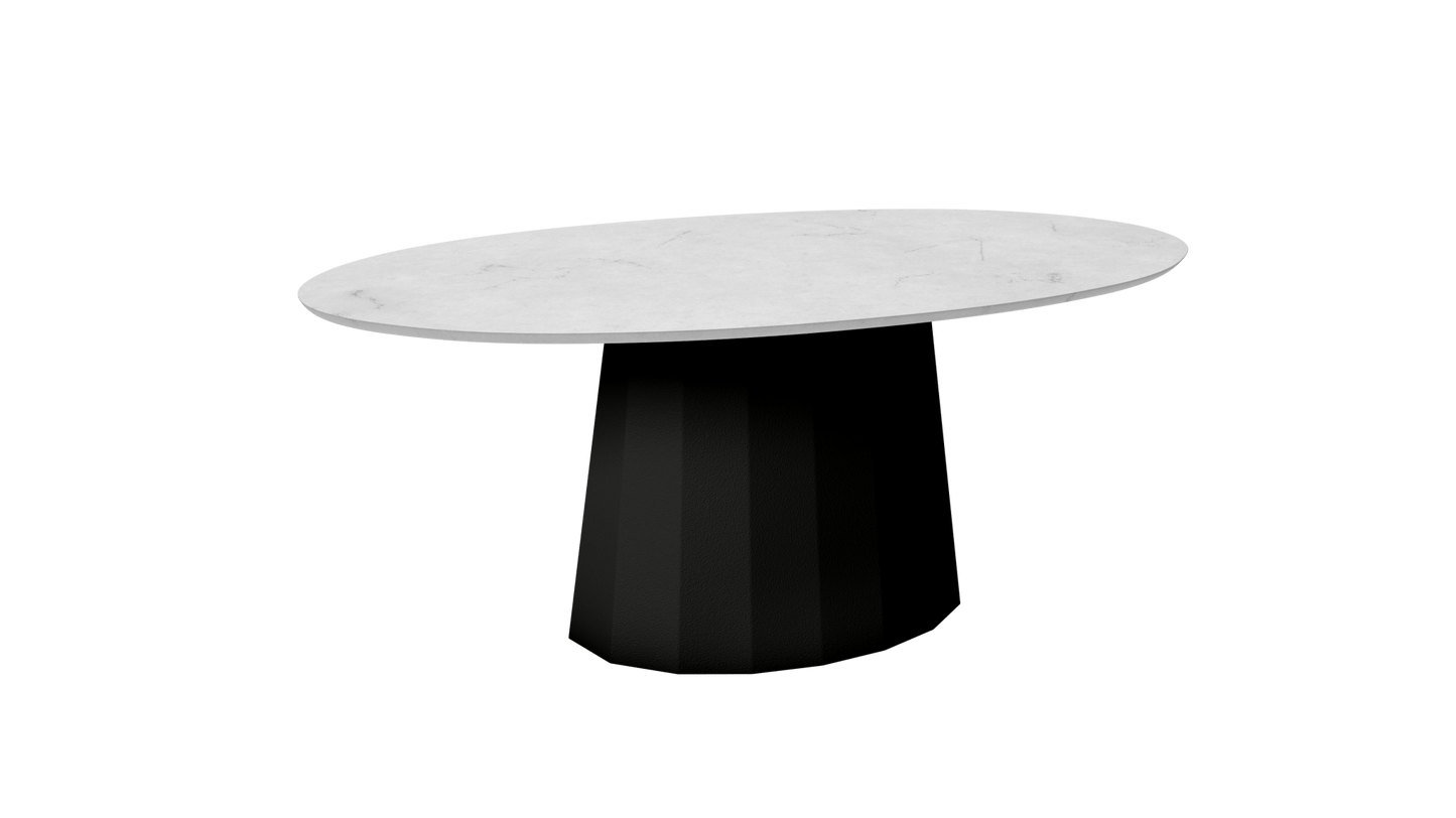 Table basse ovale en marbre avec pied conique en métal 109cm Ankara - MATIÈRE GRISE - La Maison MilanaiseNoir mat 031Marbre Carrare Blanc