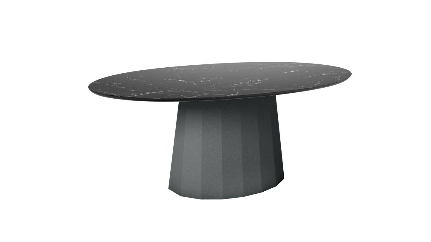 Table basse ovale en marbre avec pied conique en métal 109cm Ankara - MATIÈRE GRISE - La Maison MilanaiseOrage 221Marbre Marquina Noir