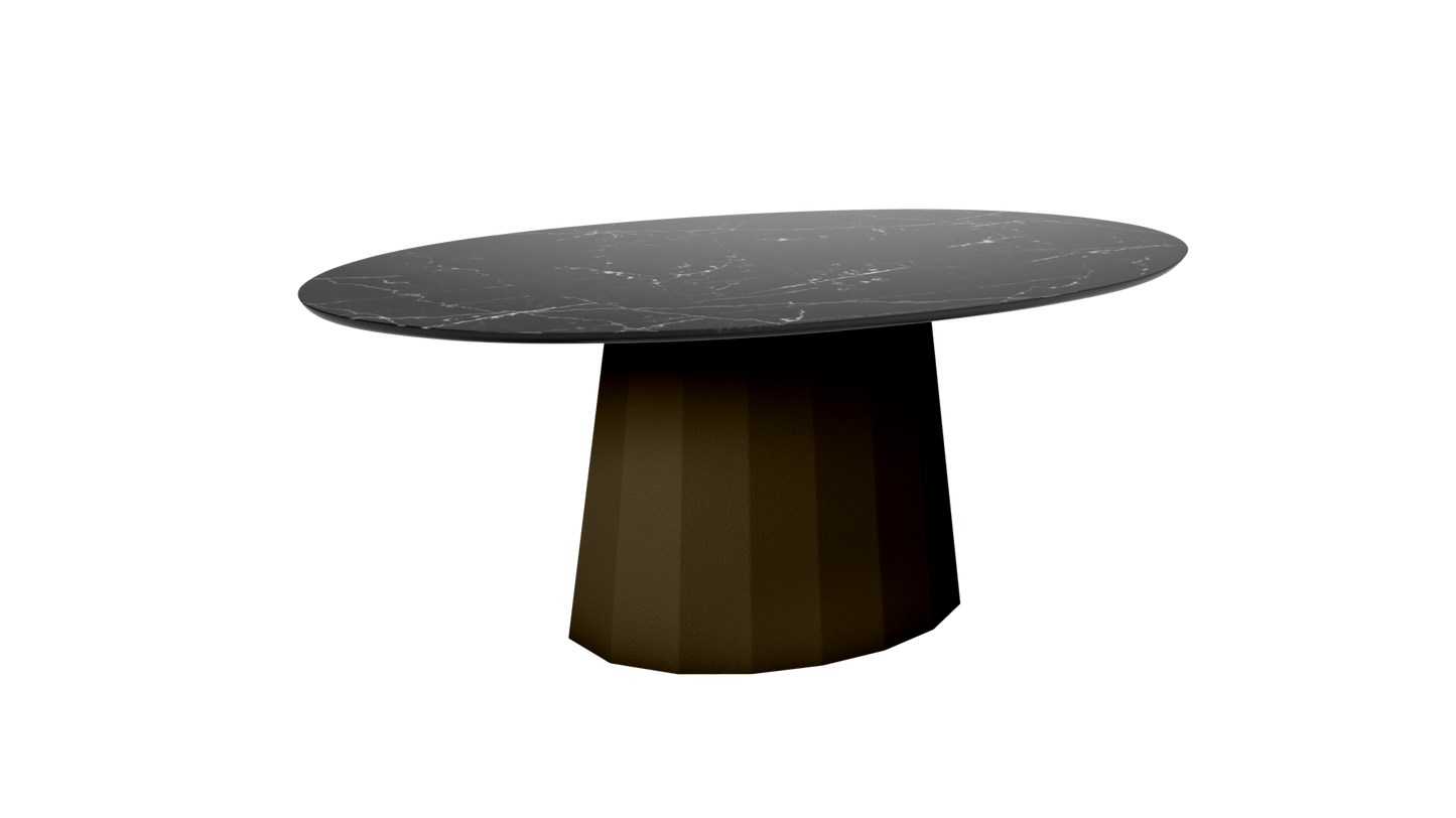 Table basse ovale en marbre avec pied conique en métal 109cm Ankara - MATIÈRE GRISE - La Maison MilanaiseBronze 181Marbre Marquina Noir