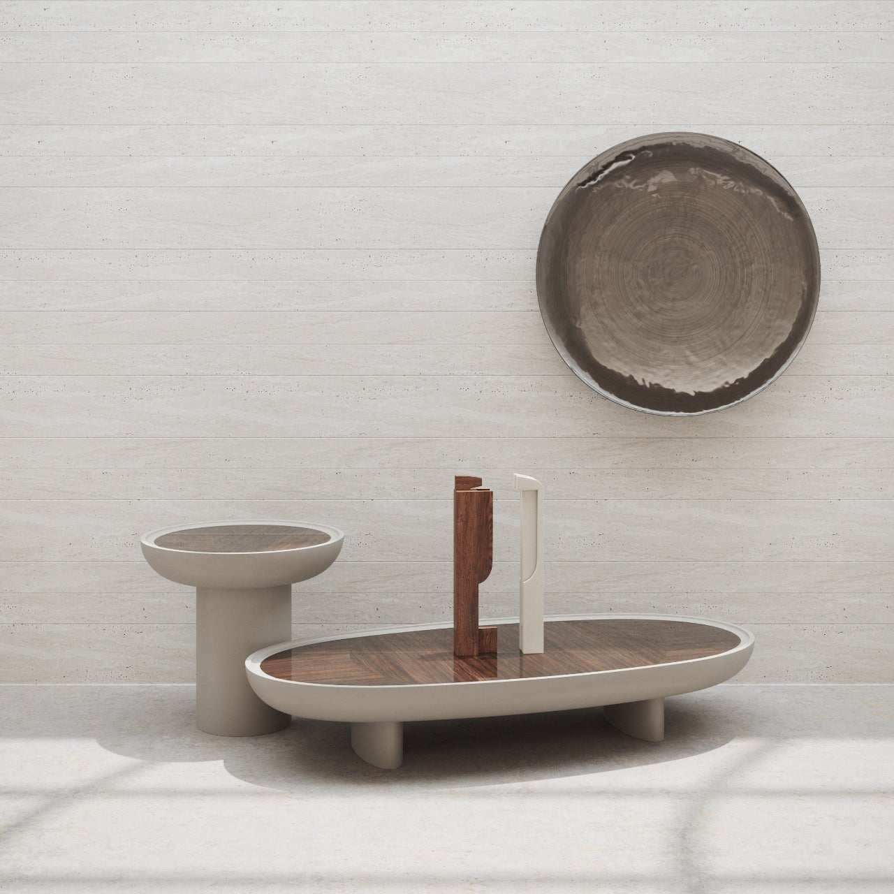 Table basse ovale ERACLE 150 – Design sculptural & finitions précieuses - ULTRA MOBILI - La Maison MilanaiseTER150