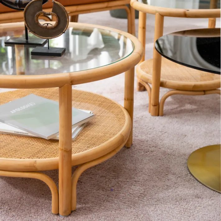 Table basse RIVIERA – Le charme du rotin au naturel - La Maison Milanaise458Ø50cmxH47cm