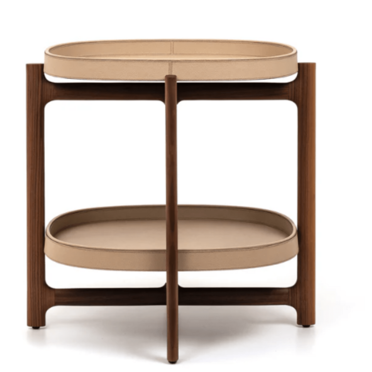 Table d'appoint bois et cuir Chelsea - PINETTI - La Maison Milanaise60x60xH55cmBlanc
