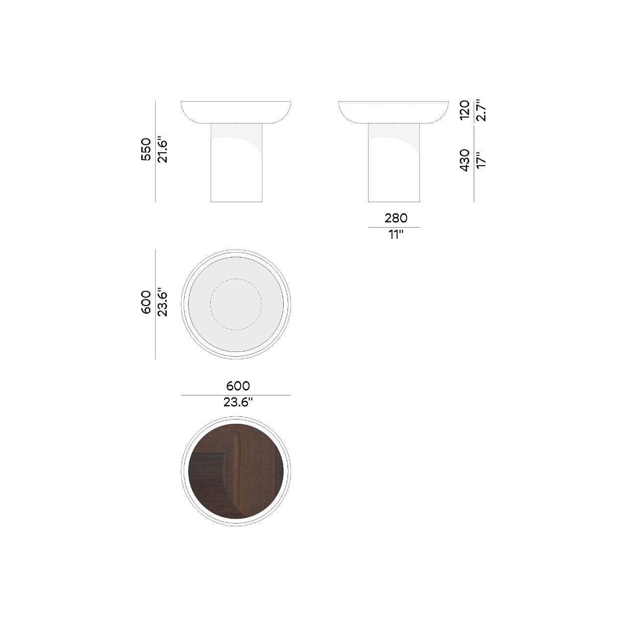 Table d’appoint ERACLE 60 – Design sculptural & finitions nobles - ULTRA MOBILI - La Maison MilanaiseTER60
