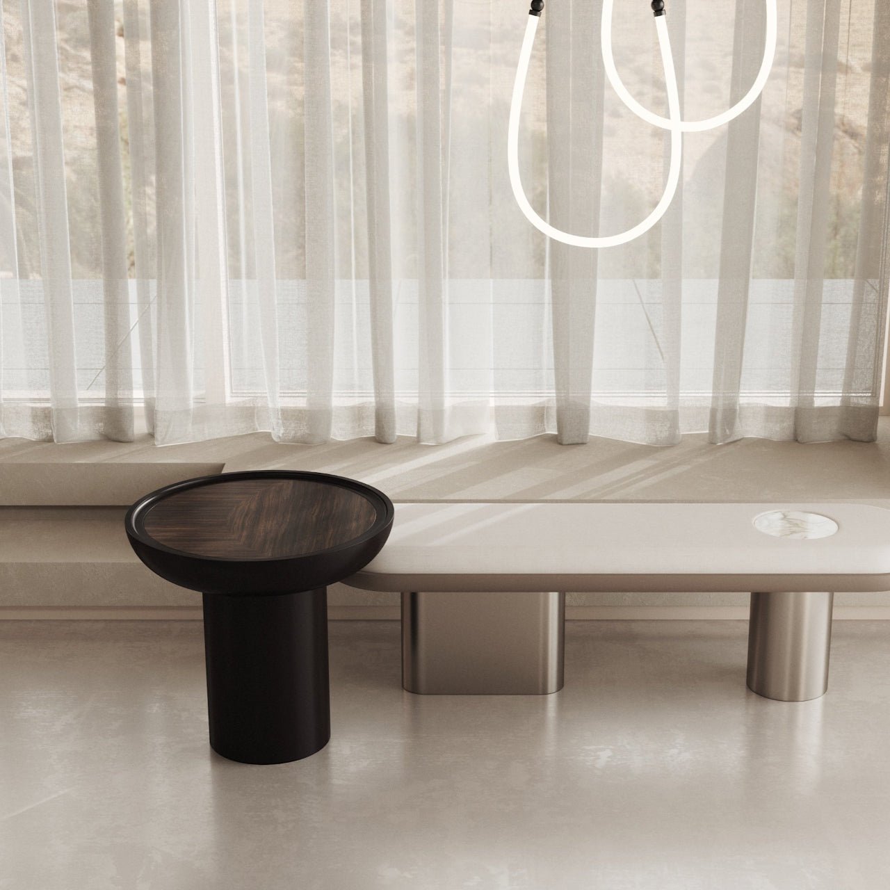 Table d’appoint ERACLE 60 – Design sculptural & finitions nobles - ULTRA MOBILI - La Maison MilanaiseTER60