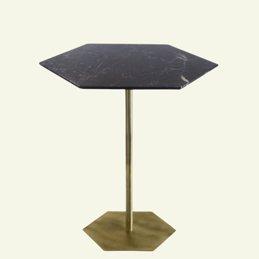 Table d'appoint hexagonale en marbre et laiton Ted - MARIONI - La Maison Milanaise02831AMTSICBlanc
