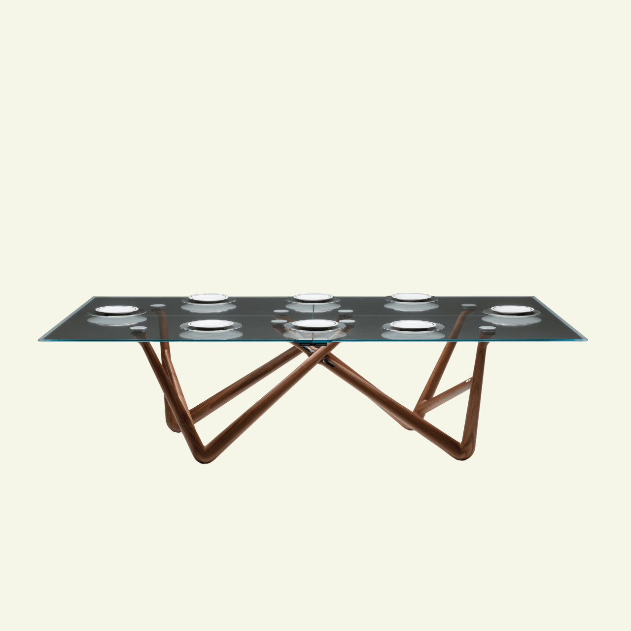 Table design en verre et noyer Effetto 71 - TECKELL - La Maison MilanaisePIN.01.A00