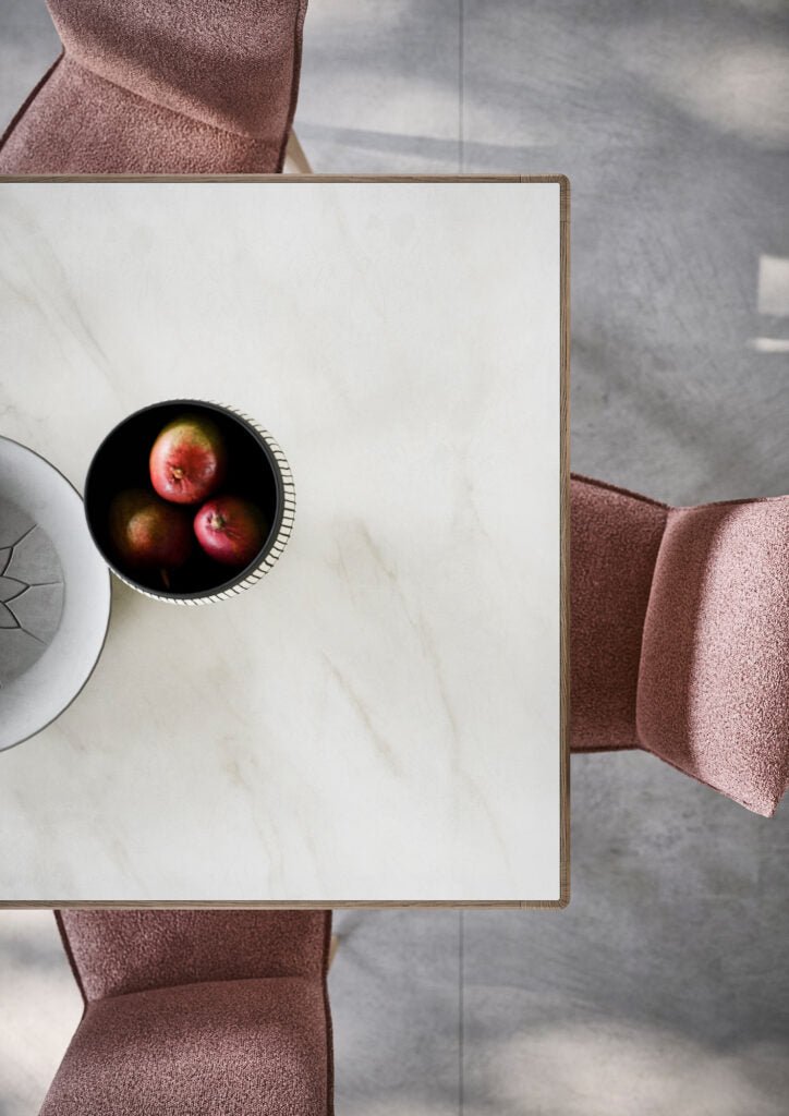 Table INSIDE – Plateau en céramique Calacatta & piètement bois Fango - IMPÉRIAL LINE - La Maison MilanaiseINSIDE - 1140x90cmFixe