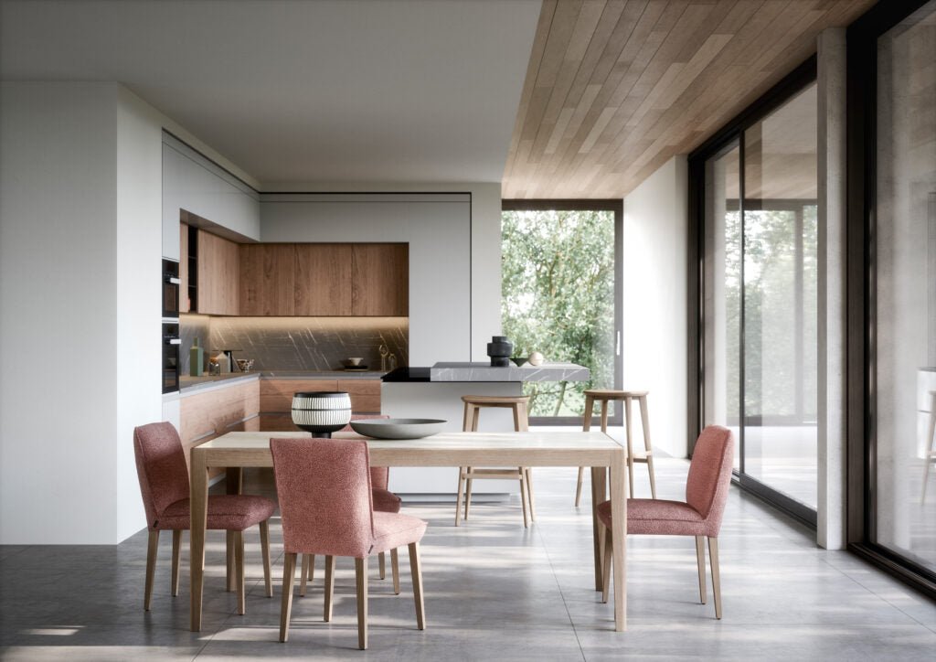 Table INSIDE – Plateau en céramique Calacatta & piètement bois Fango - IMPÉRIAL LINE - La Maison MilanaiseINSIDE - 1140x90cmFixe