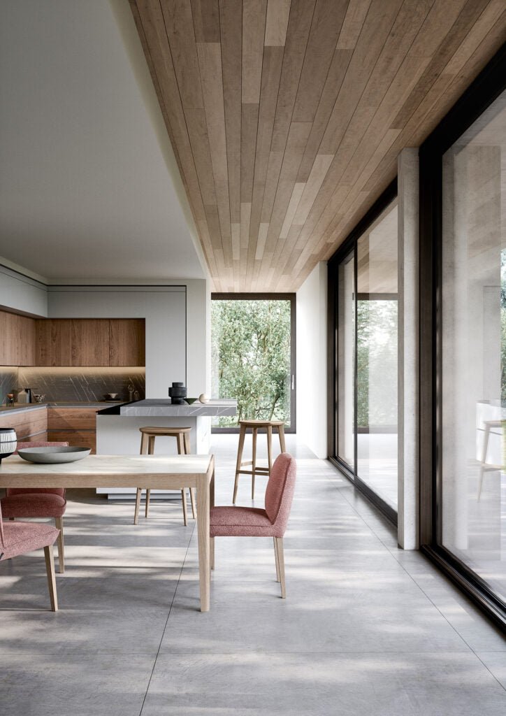 Table INSIDE – Plateau en céramique Calacatta & piètement bois Fango - IMPÉRIAL LINE - La Maison MilanaiseINSIDE - 1140x90cmFixe