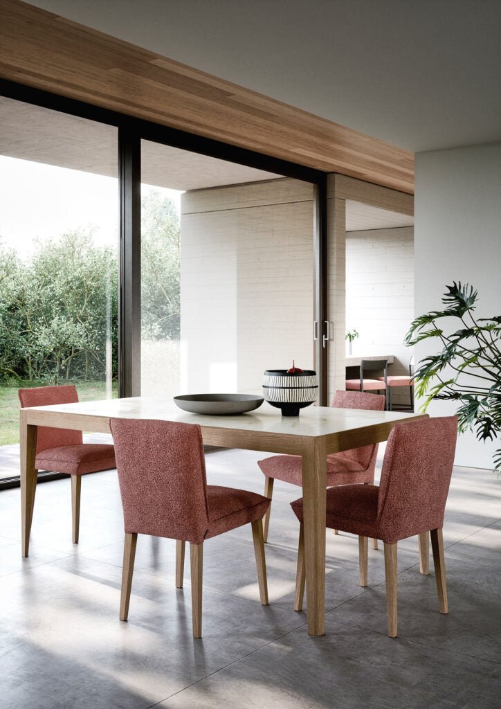 Table INSIDE – Plateau en céramique Calacatta & piètement bois Fango - IMPÉRIAL LINE - La Maison MilanaiseINSIDE - 1140x90cmFixe