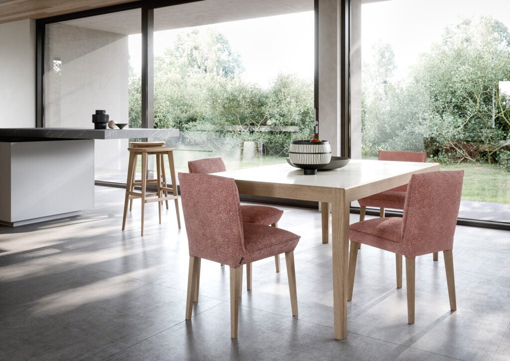 Table INSIDE – Plateau en céramique Calacatta & piètement bois Fango - IMPÉRIAL LINE - La Maison MilanaiseINSIDE - 1140x90cmFixe
