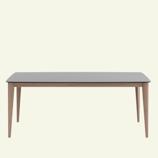 Table OPERA – Élégance sculptée & finitions haut de gamme sur mesure - IMPÉRIAL LINE - La Maison MilanaiseOPERA - 1Plateau Curvé Fenix Noir Ingo & Piètement Noyer140x90cmFixe