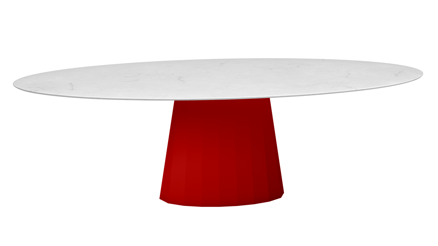 Table ovale en marbre et pied conique en métal Ankara - MATIERE GRISE - La Maison MilanaiseANKARACARRARE3Vermillon 012200cmx100cmxH75.6cm