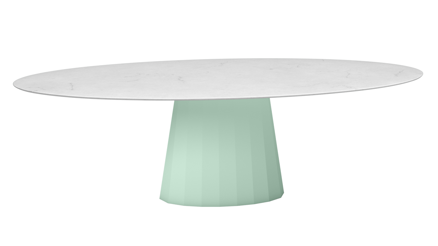 Table ovale en marbre et pied conique en métal Ankara - MATIERE GRISE - La Maison MilanaiseANKARACARRARE51Vert d'eau 120200cmx100cmxH75.6cm