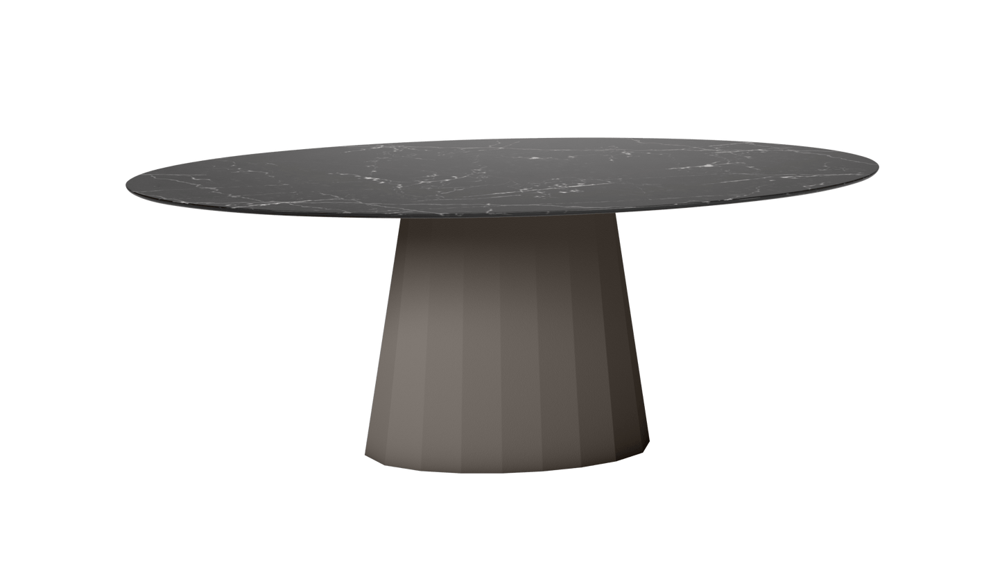 Table ovale en marbre et pied conique en métal Ankara - MATIERE GRISE - La Maison MilanaiseANKARAMARQUINAOVALE19Taupe 192200cmx100cmxH75.6cm