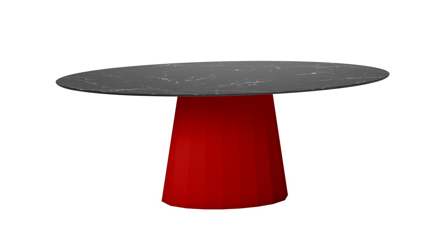 Table ovale en marbre et pied conique en métal Ankara - MATIERE GRISE - La Maison MilanaiseANKARAMARQUINAOVALE3Vermillon 012200cmx100cmxH75.6cm