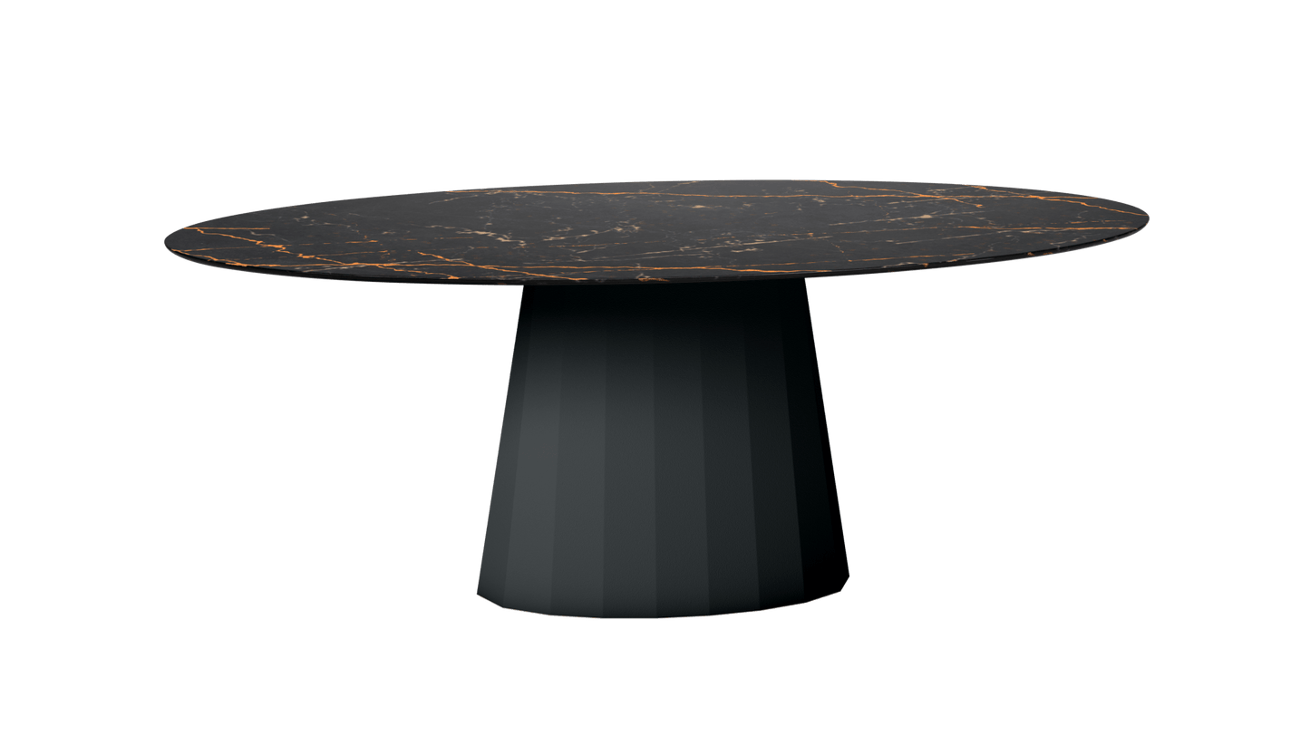 Table ovale en marbre et pied conique en métal Ankara - MATIERE GRISE - La Maison MilanaiseANKARASTLAURENTOVALE9Anthracite 222200cmx100cmxH75.6cm