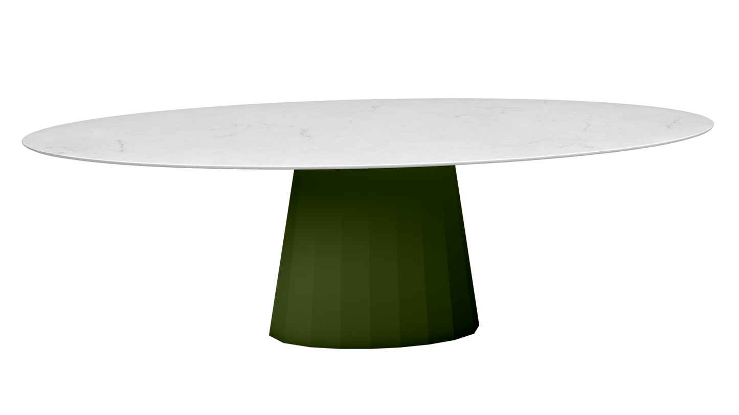Table ovale en marbre et pied conique en métal Ankara - MATIERE GRISE - La Maison MilanaiseANKARACARRARE55Kaki 122200cmx100cmxH75.6cm