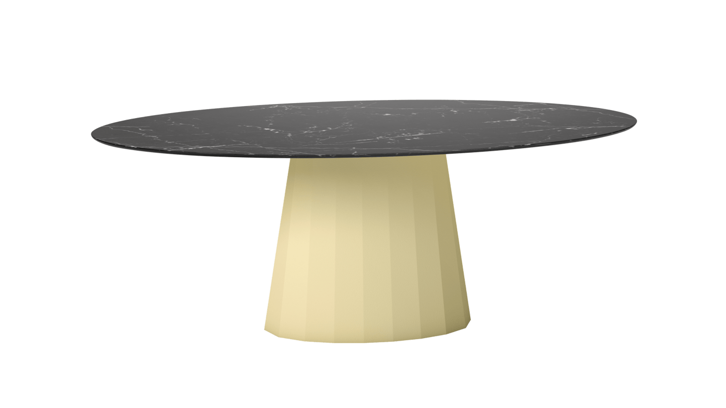 Table ovale en marbre et pied conique en métal Ankara - MATIERE GRISE - La Maison MilanaiseANKARAMARQUINAOVALE69Champagne 231200cmx100cmxH75.6cm