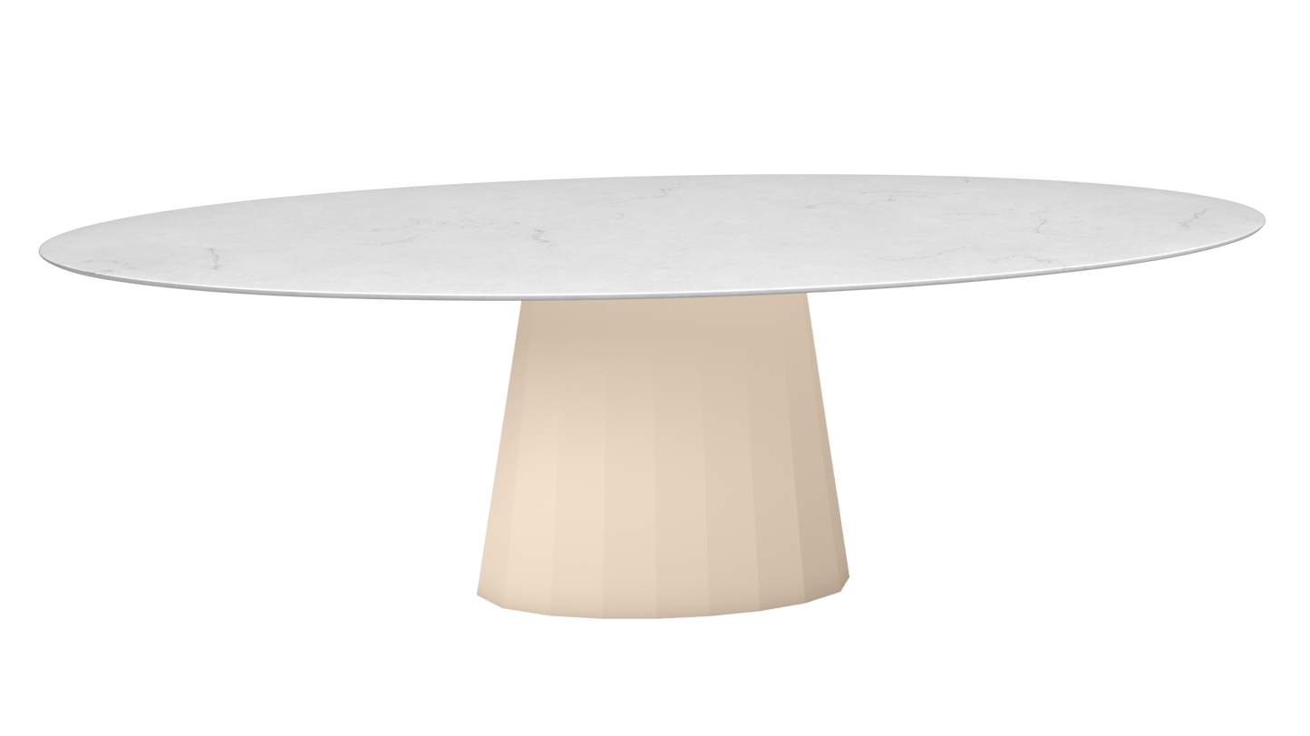 Table ovale en marbre et pied conique en métal Ankara - MATIERE GRISE - La Maison MilanaiseANKARACARRARE1Eggshell 161200cmx100cmxH75.6cm