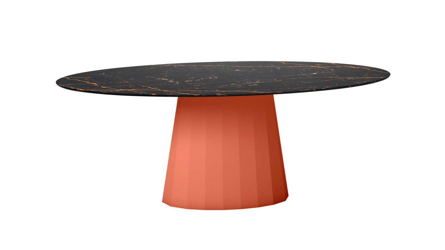 Table ovale en marbre et pied conique en métal Ankara - MATIERE GRISE - La Maison MilanaiseANKARASTLAURENTOVALE33Orange givré 144200cmx100cmxH75.6cm