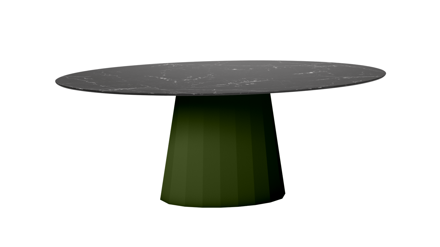Table ovale en marbre et pied conique en métal Ankara - MATIERE GRISE - La Maison MilanaiseANKARAMARQUINAOVALE55Kaki 122200cmx100cmxH75.6cm
