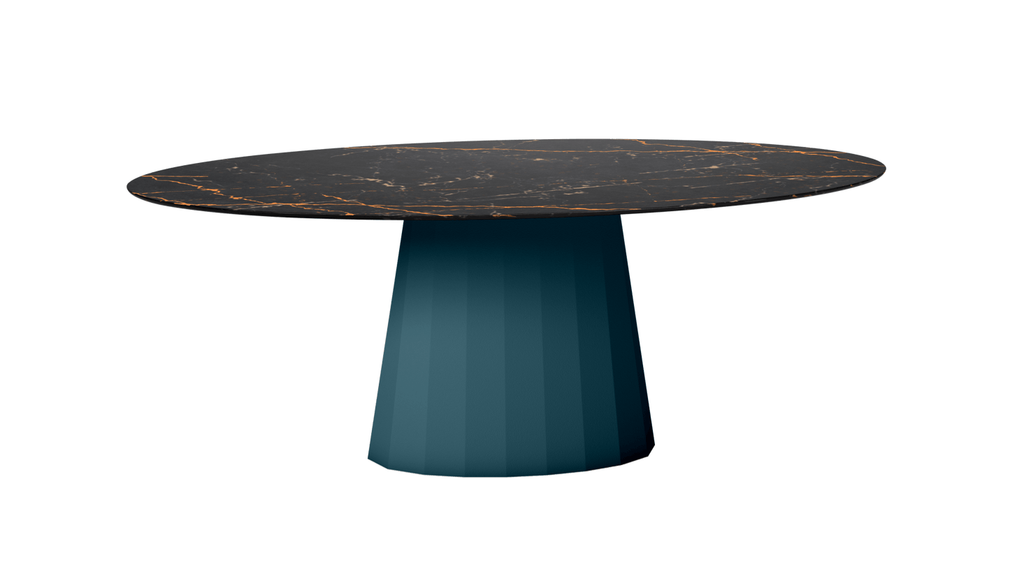 Table ovale en marbre et pied conique en métal Ankara - MATIERE GRISE - La Maison MilanaiseANKARASTLAURENTOVALE47Houle 116200cmx100cmxH75.6cm