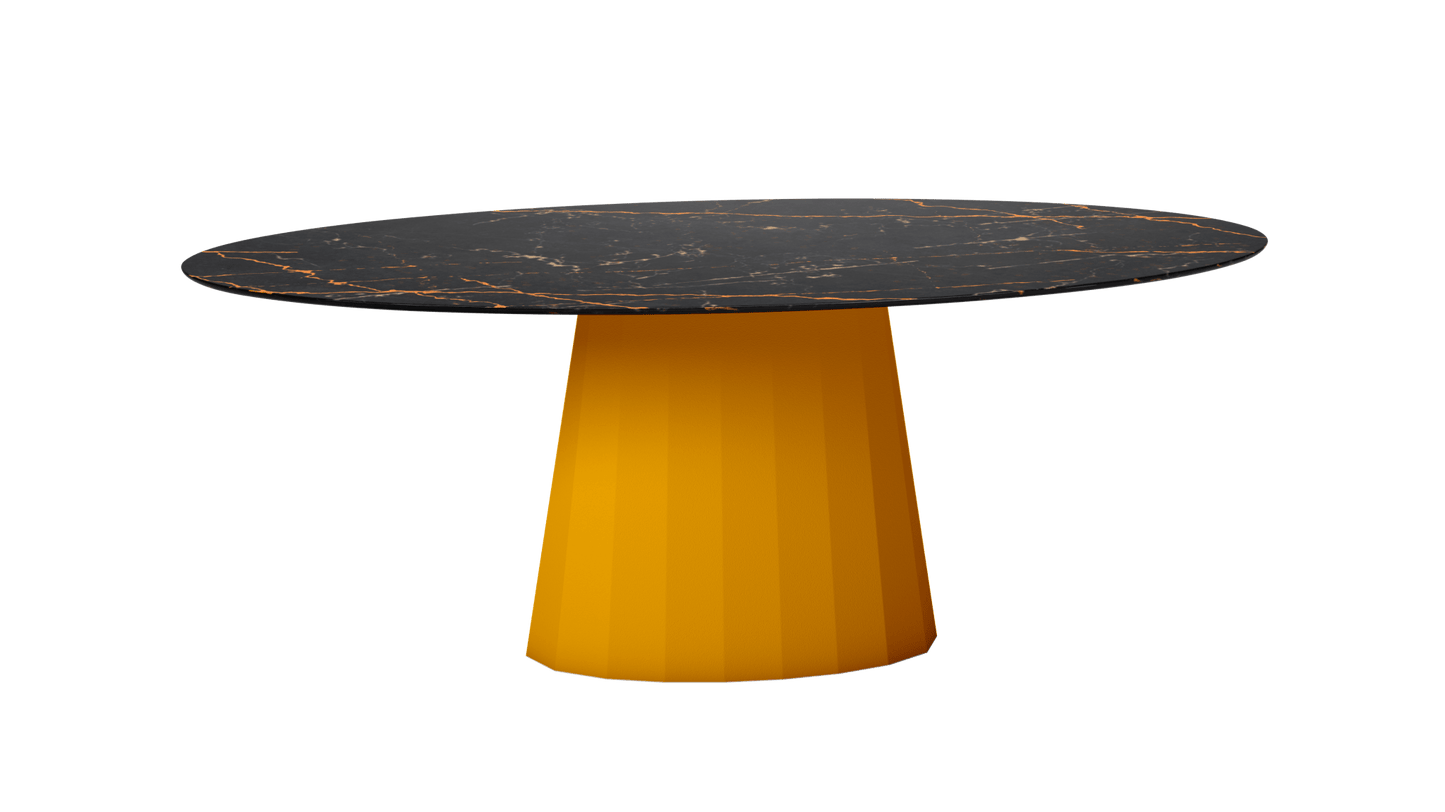 Table ovale en marbre et pied conique en métal Ankara - MATIERE GRISE - La Maison MilanaiseANKARASTLAURENTOVALE59Safran 131200cmx100cmxH75.6cm