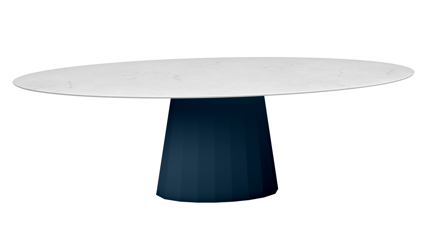 Table ovale en marbre et pied conique en métal Ankara - MATIERE GRISE - La Maison MilanaiseANKARACARRARE15Denim 007200cmx100cmxH75.6cm