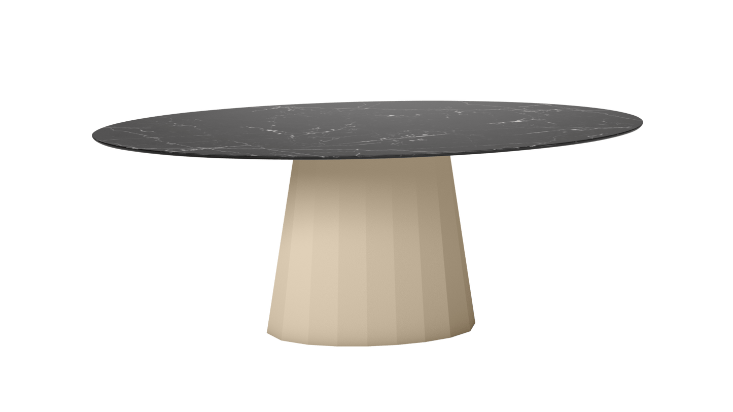 Table ovale en marbre et pied conique en métal Ankara - MATIERE GRISE - La Maison MilanaiseANKARAMARQUINAOVALE23Crème 190200cmx100cmxH75.6cm