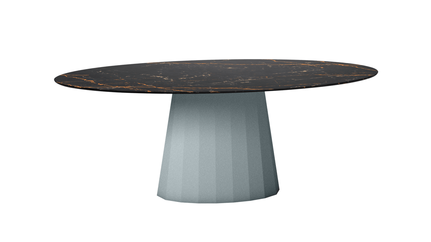 Table ovale en marbre et pied conique en métal Ankara - MATIERE GRISE - La Maison MilanaiseANKARASTLAURENTOVALE75Nuage 002200cmx100cmxH75.6cm