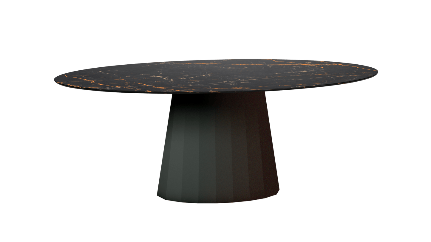 Table ovale en marbre et pied conique en métal Ankara - MATIERE GRISE - La Maison MilanaiseANKARASTLAURENTOVALE63Winners 223200cmx100cmxH75.6cm