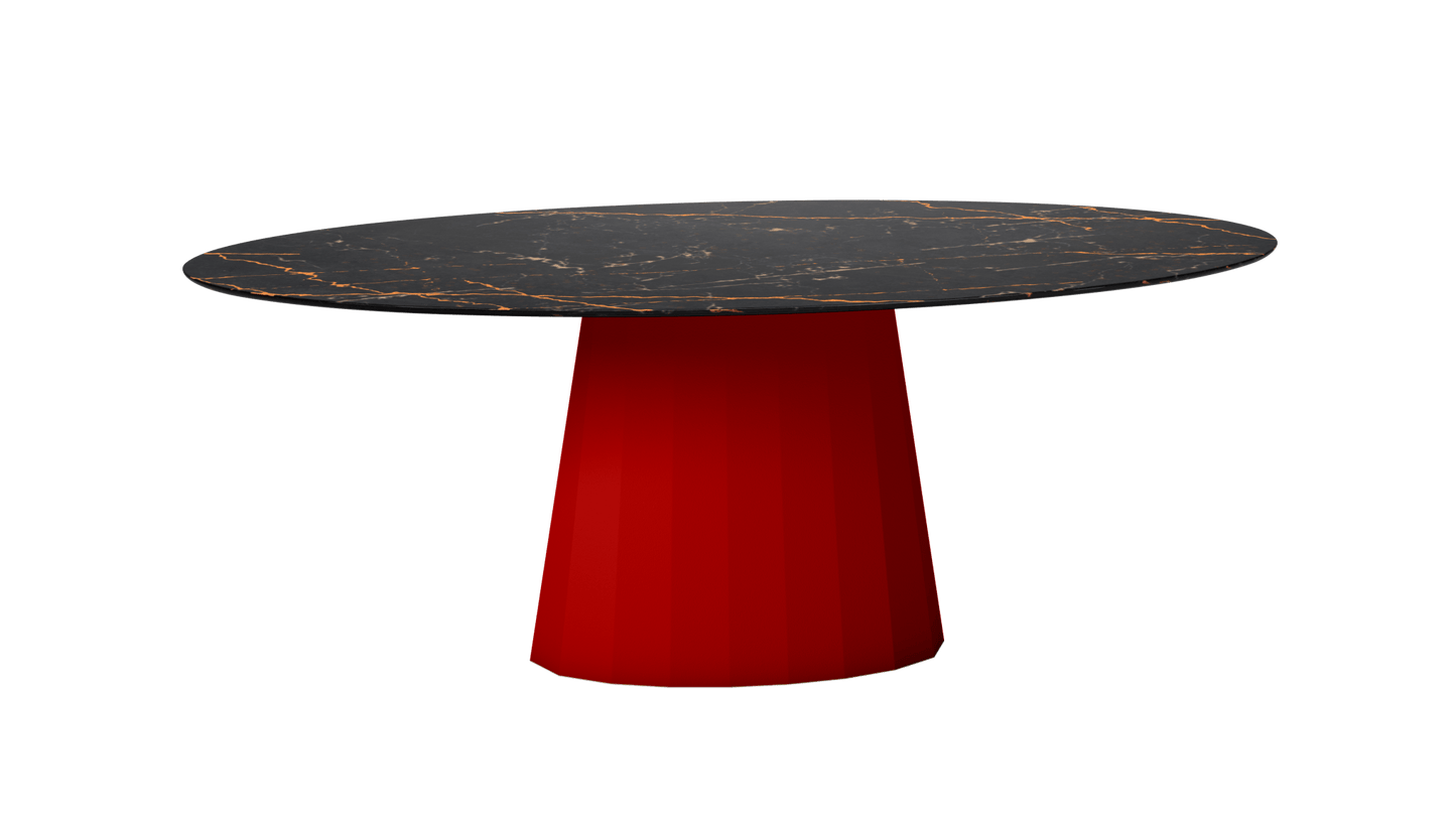 Table ovale en marbre et pied conique en métal Ankara - MATIERE GRISE - La Maison MilanaiseANKARASTLAURENTOVALE3Vermillon 012200cmx100cmxH75.6cm